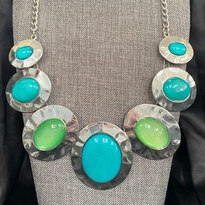 Re-listed!! Blue and Green Stone/Silver Collar Necklace